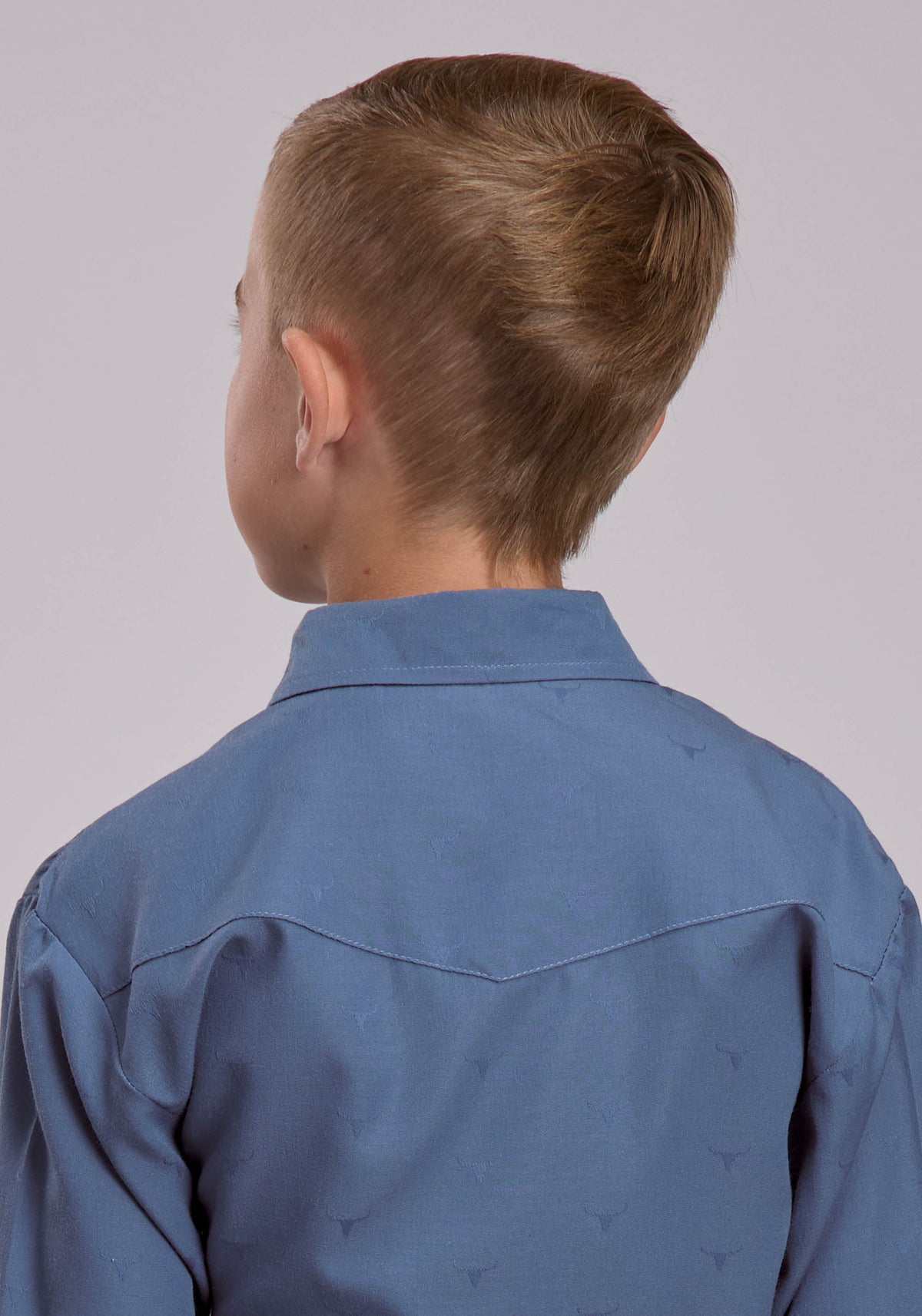 Boys Roper Steerhead Blue Western Snap Shirt
