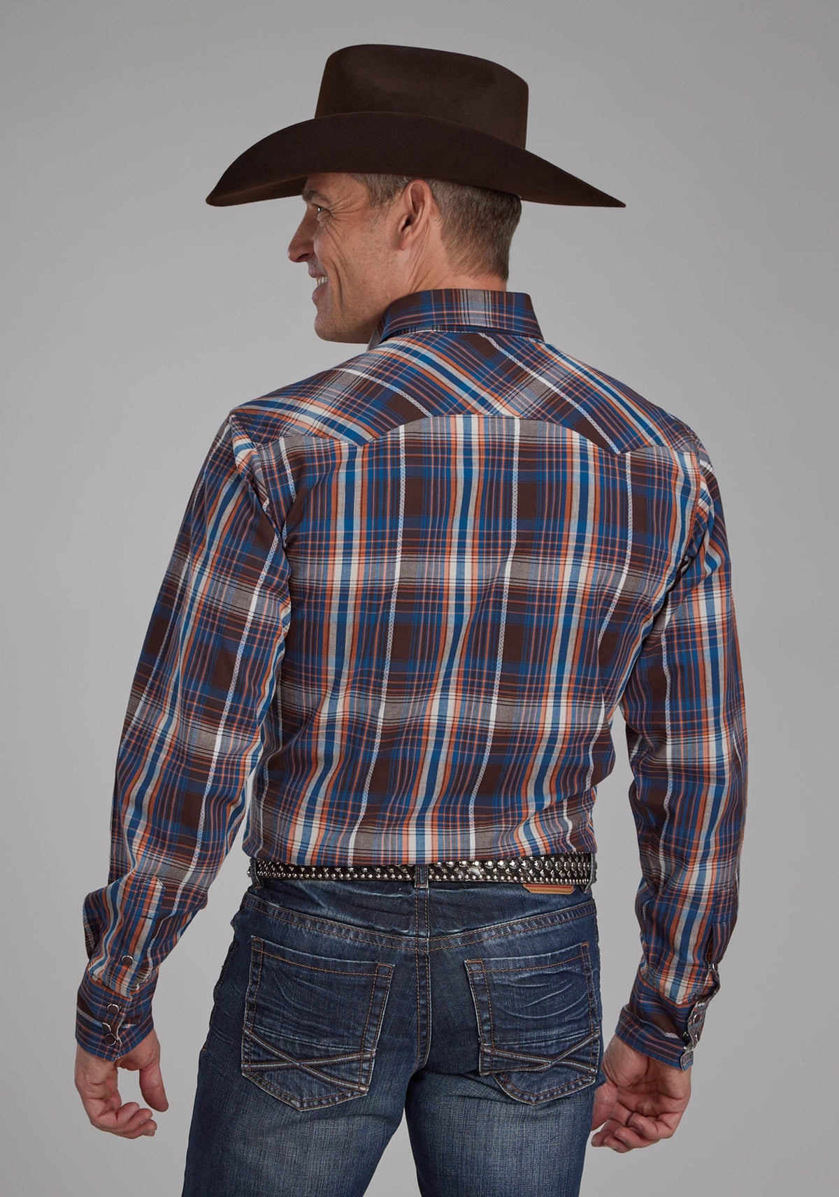 Mens Arrow Dobby Long Sleeve Snap Western Shirt