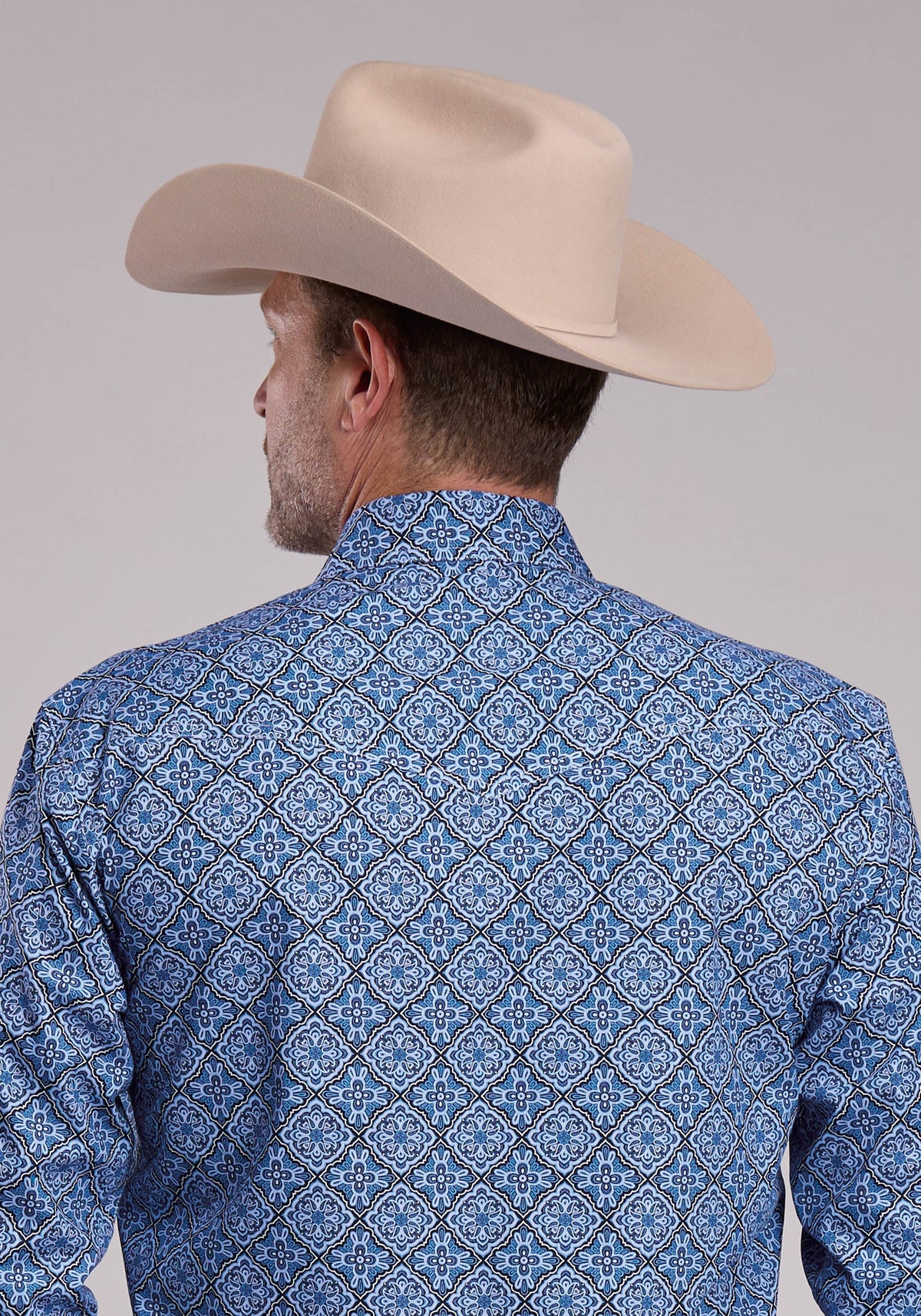 Mens Roper Sky Medallion Long Sleeve Snap Shirt