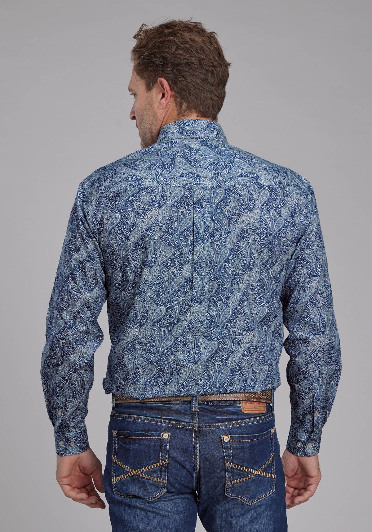 Mens River Paisley Long Sleeve Button Western Shirt