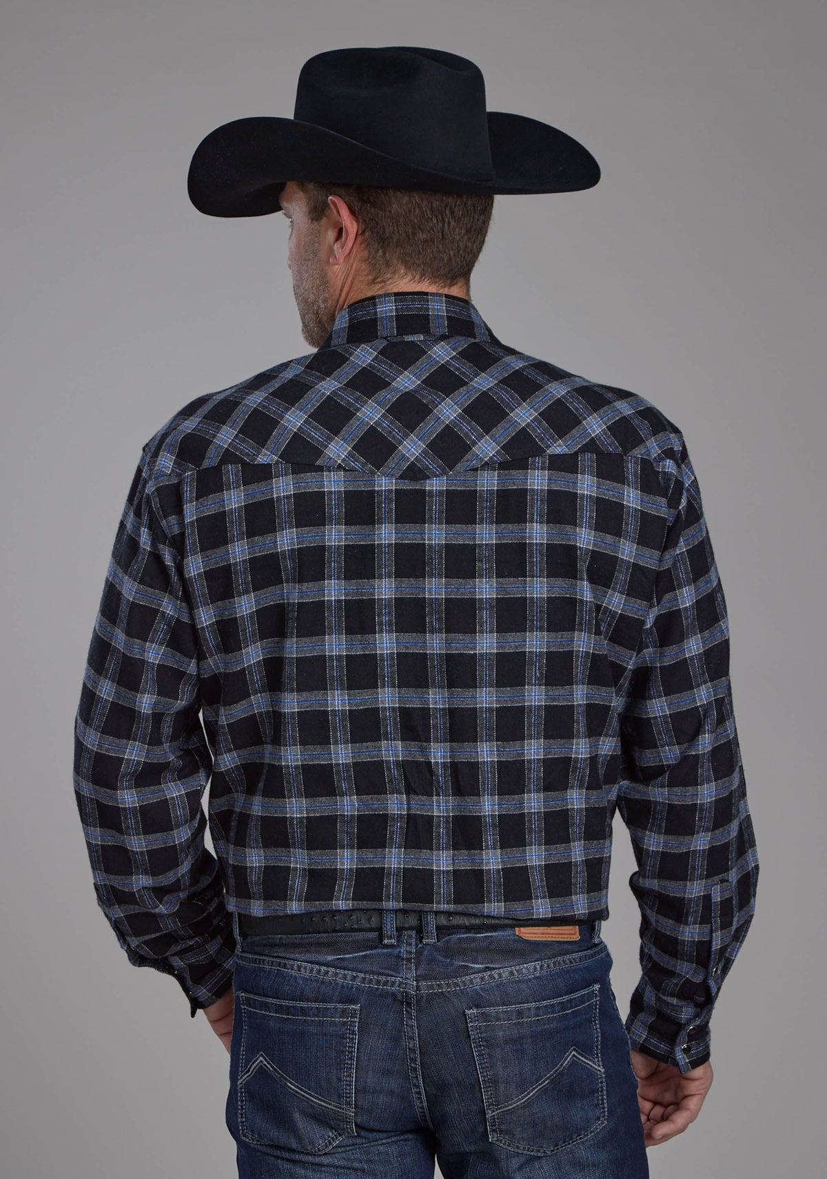 Mens Unlined Flannel Shirt Long Sleeve Snap Western Shirt