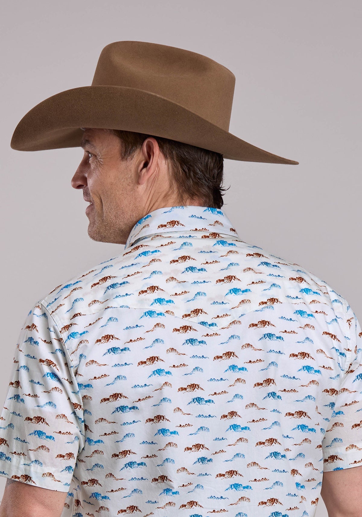 Mens Roper Mesas Print Short Sleeve Snap Shirt