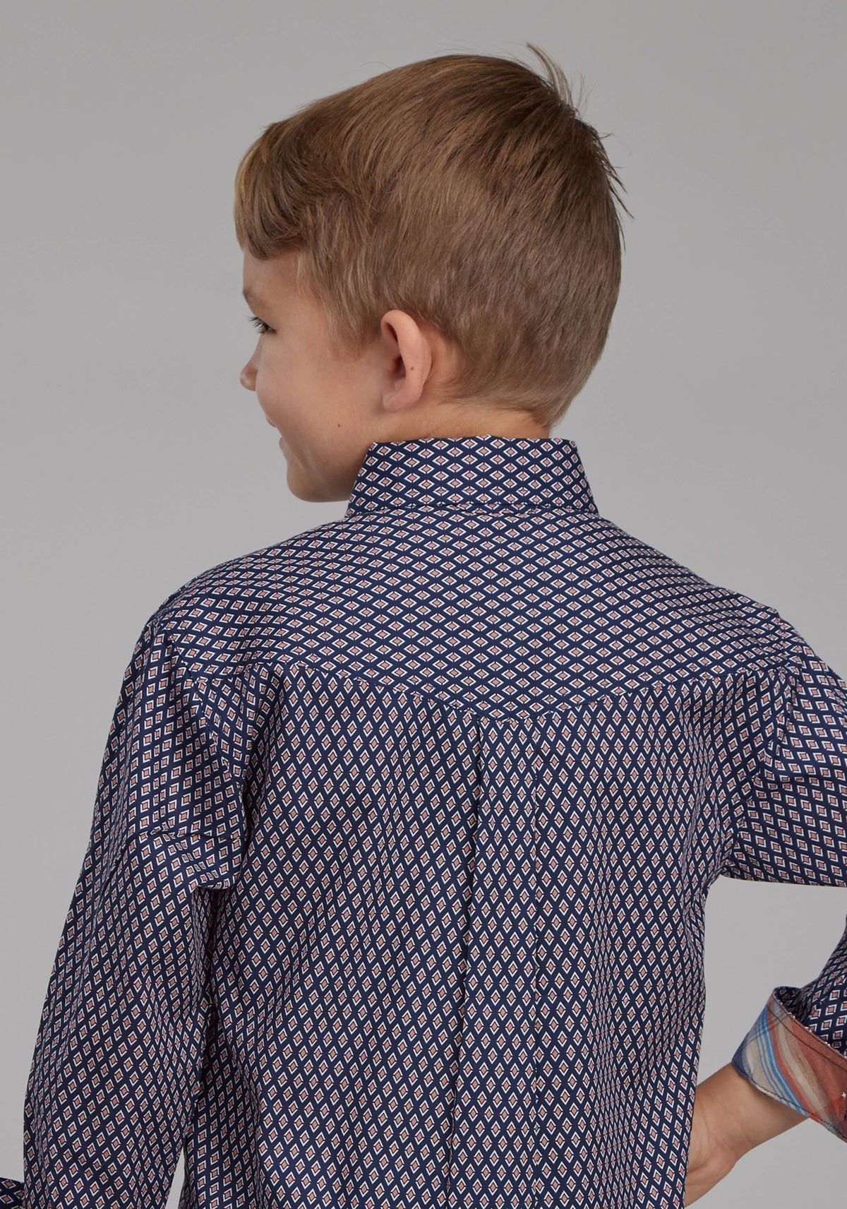 Boys Diamond Eye Geo Long Sleeve Button Western Shirt