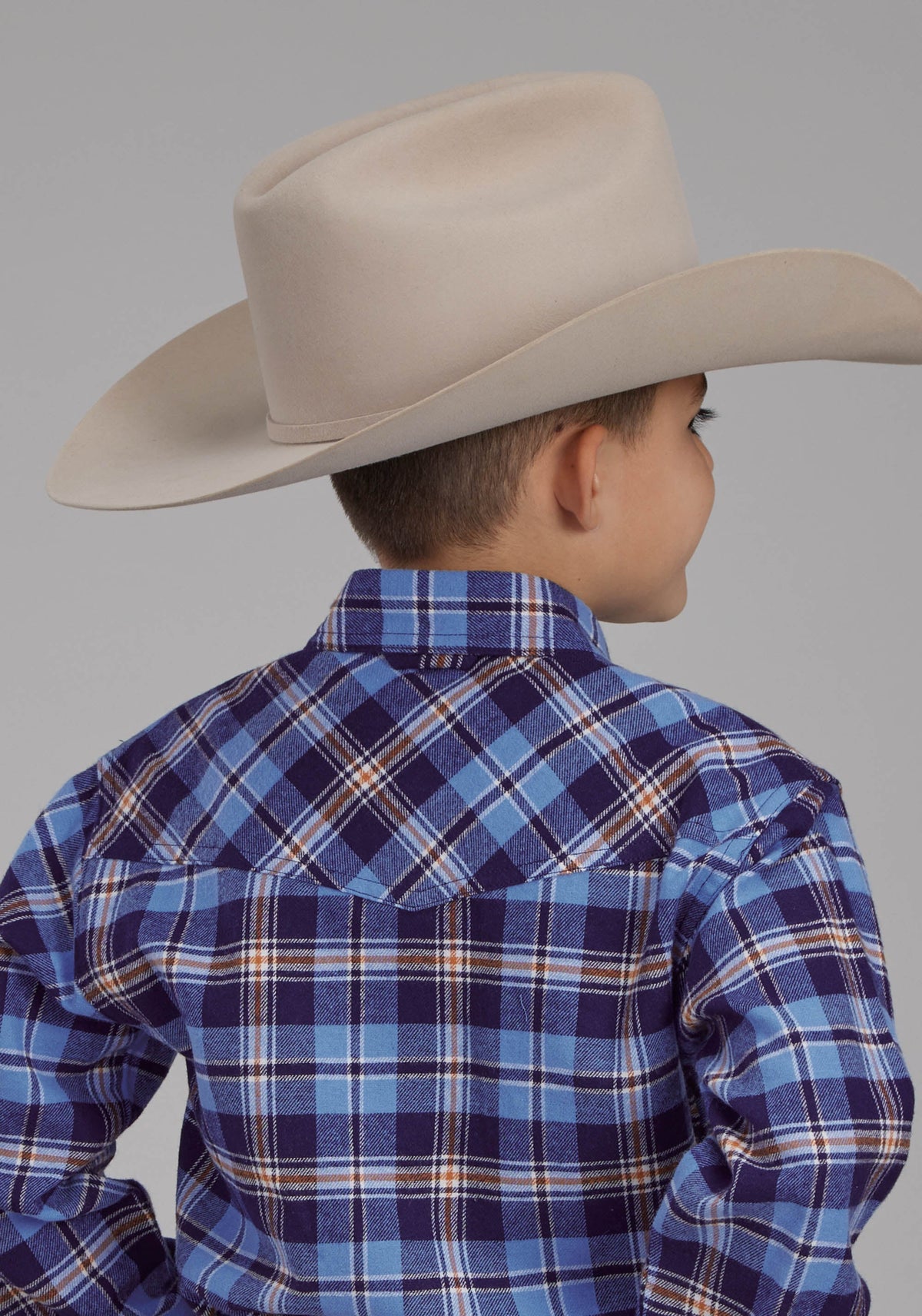 Boys Unlined Flannel Shirt Long Sleeve Snap Western Shirt