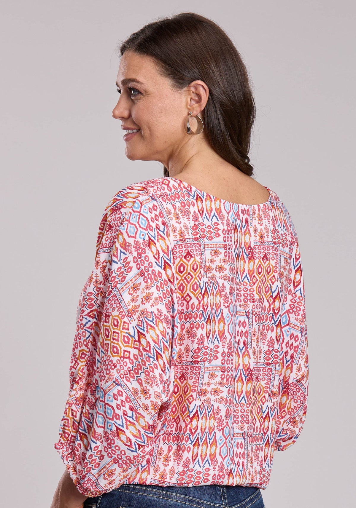 Womens Roper Aztec Patchwork Long Sleeve Shirt