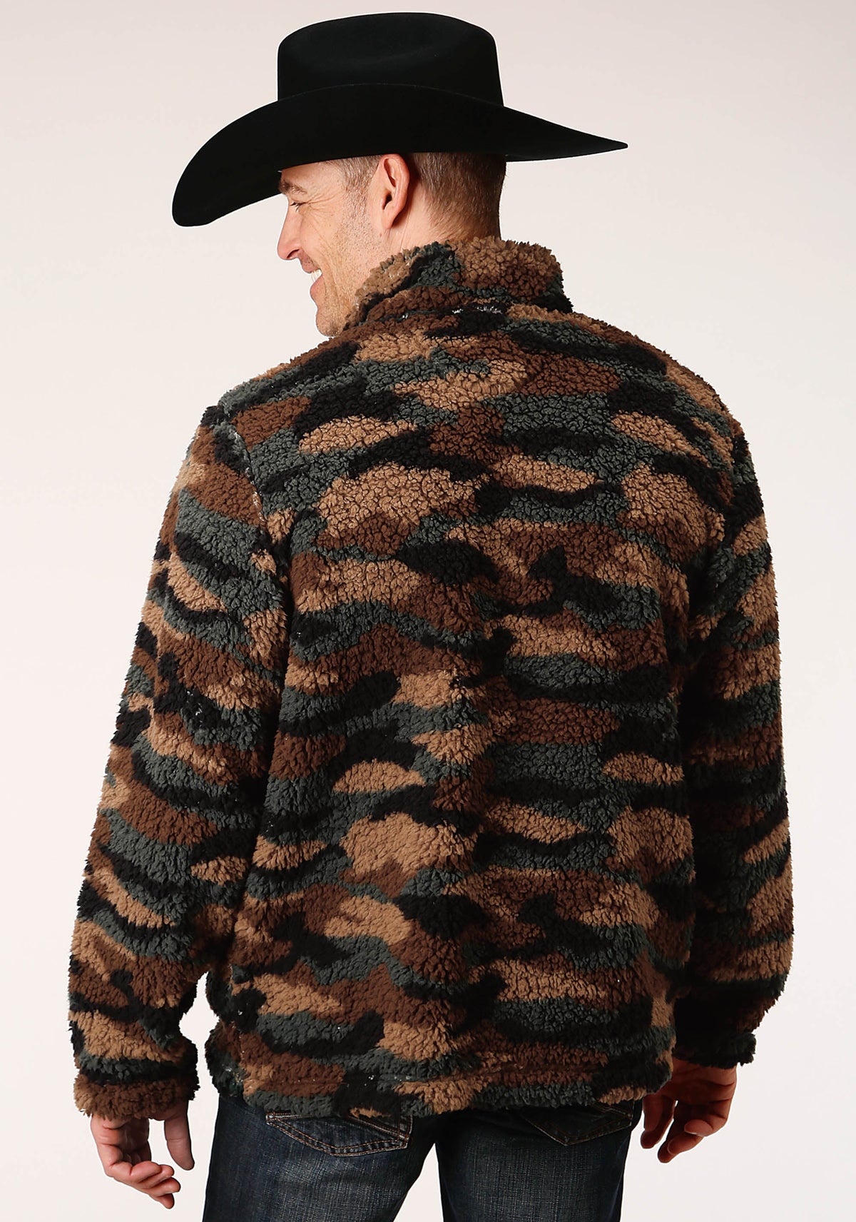 Mens Camo Print Polar Fleece Pullover
