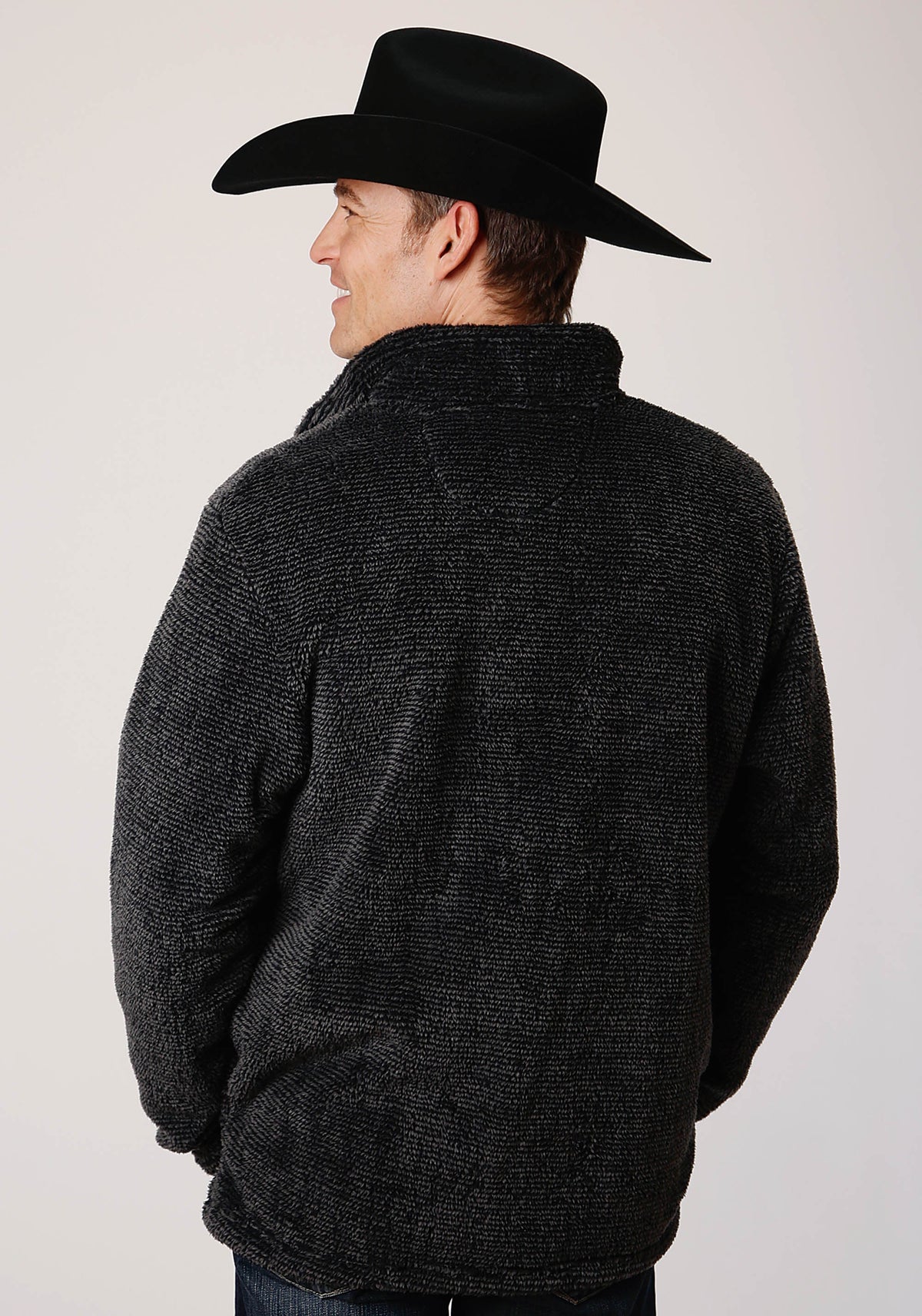 Mens Gray Melange Fleece 3/4 Zip Pullover