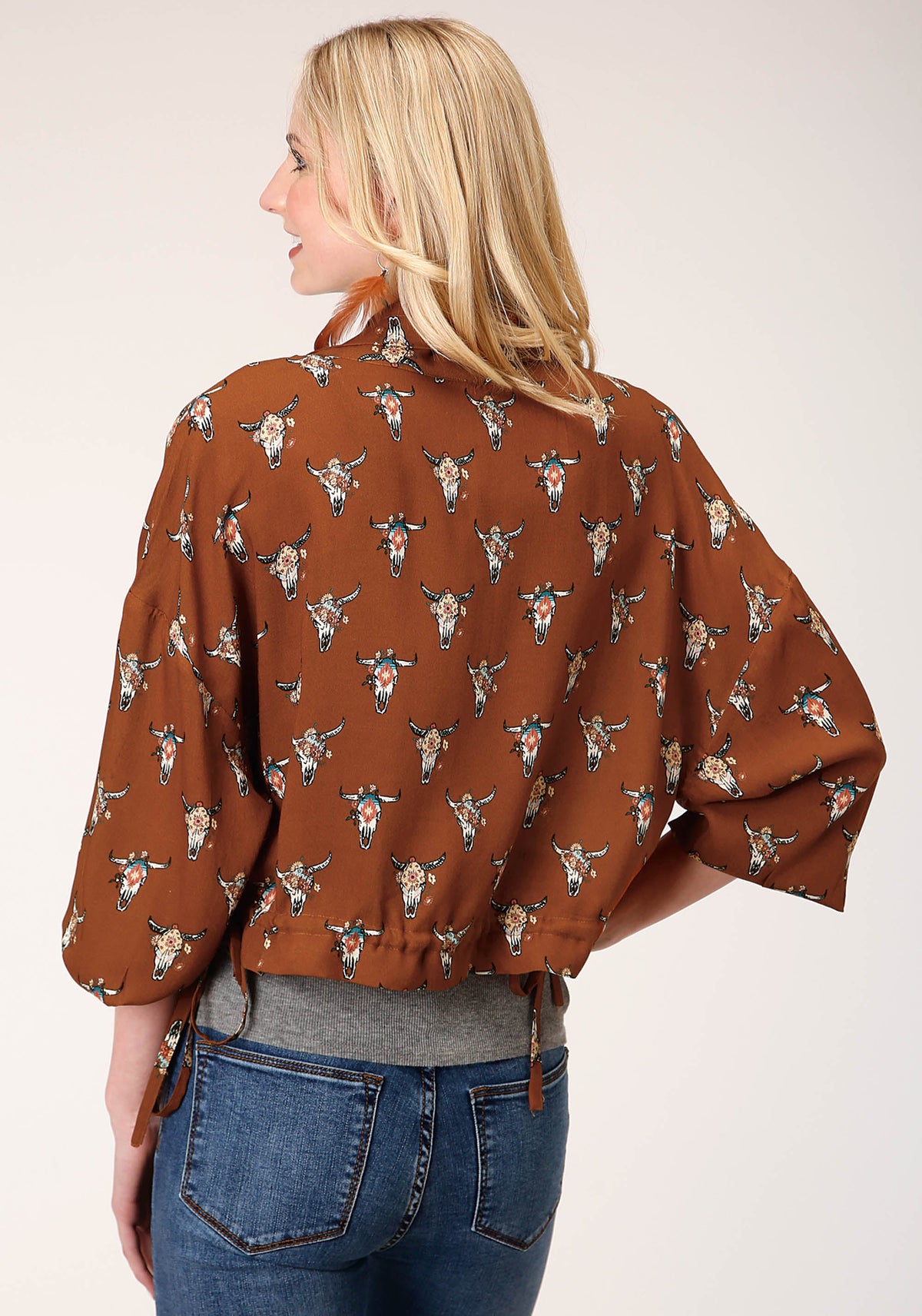 Womens Cowskulls Print Dolman Sleeve Jacket
