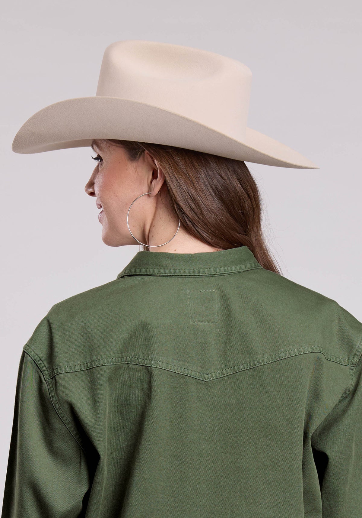 Womens Jacket Button Loden Pigment Dyed Shirt Western Jacket