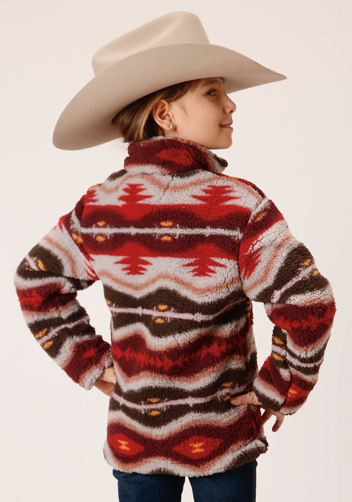 Girls Womens Blanket Aztec Polar Fleece Pullover
