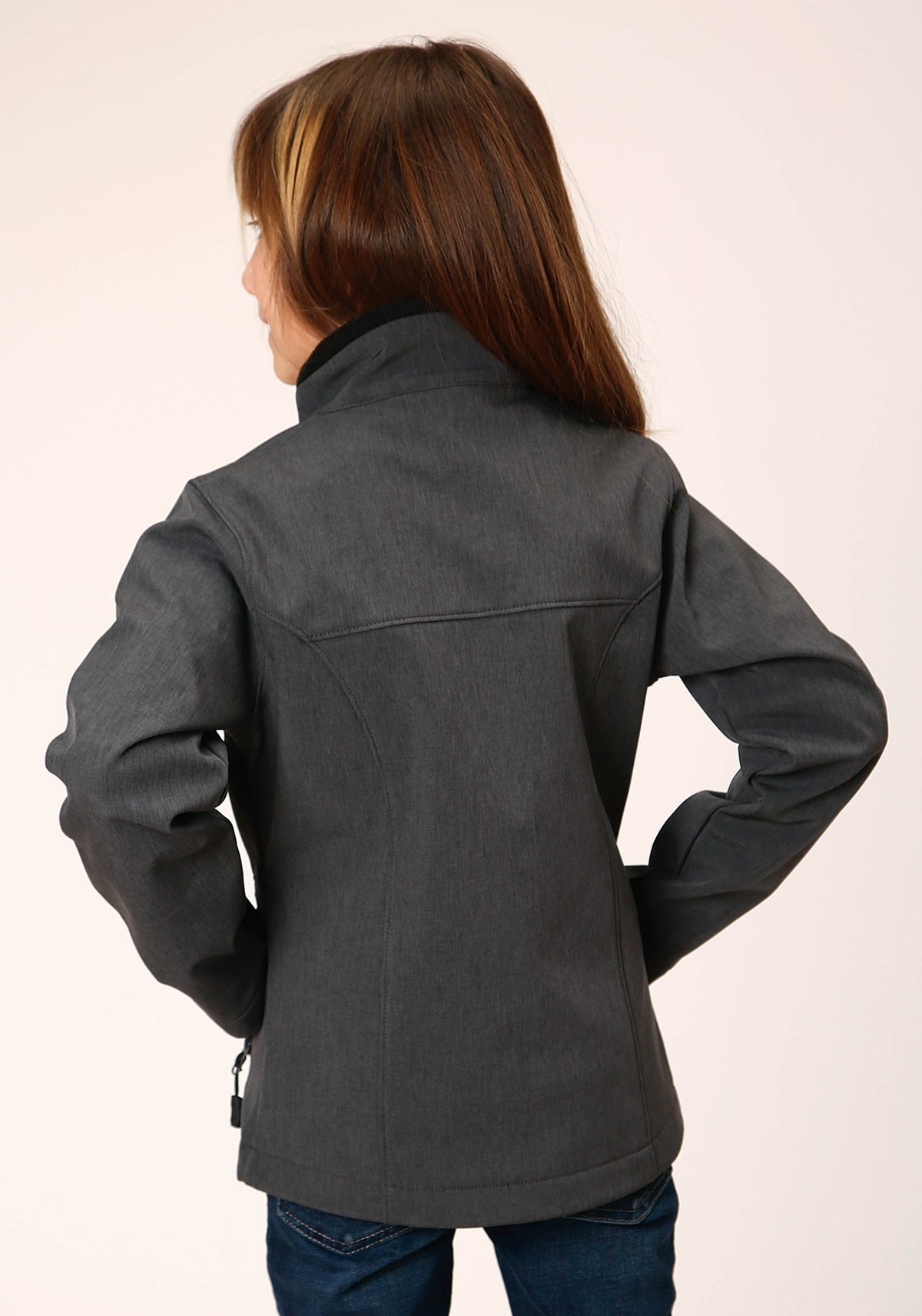 Girls Heather Grey Soft Shell Tech Jacket