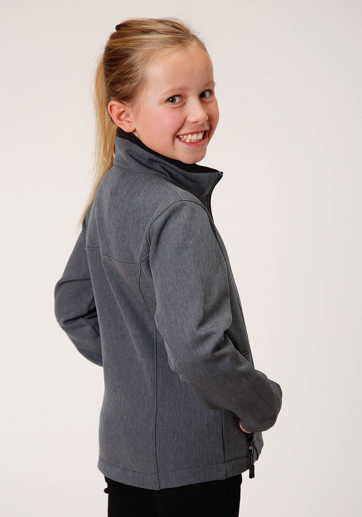 Girls Heathered Grey Softshell Tech Jacket