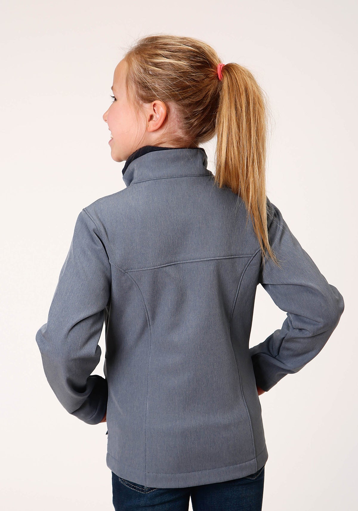 Girls Heathered Blue Softshell Tech Jacket