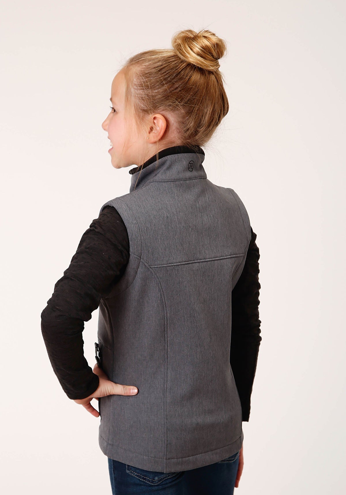 Girls Heathered Grey Softshell Tech Vest