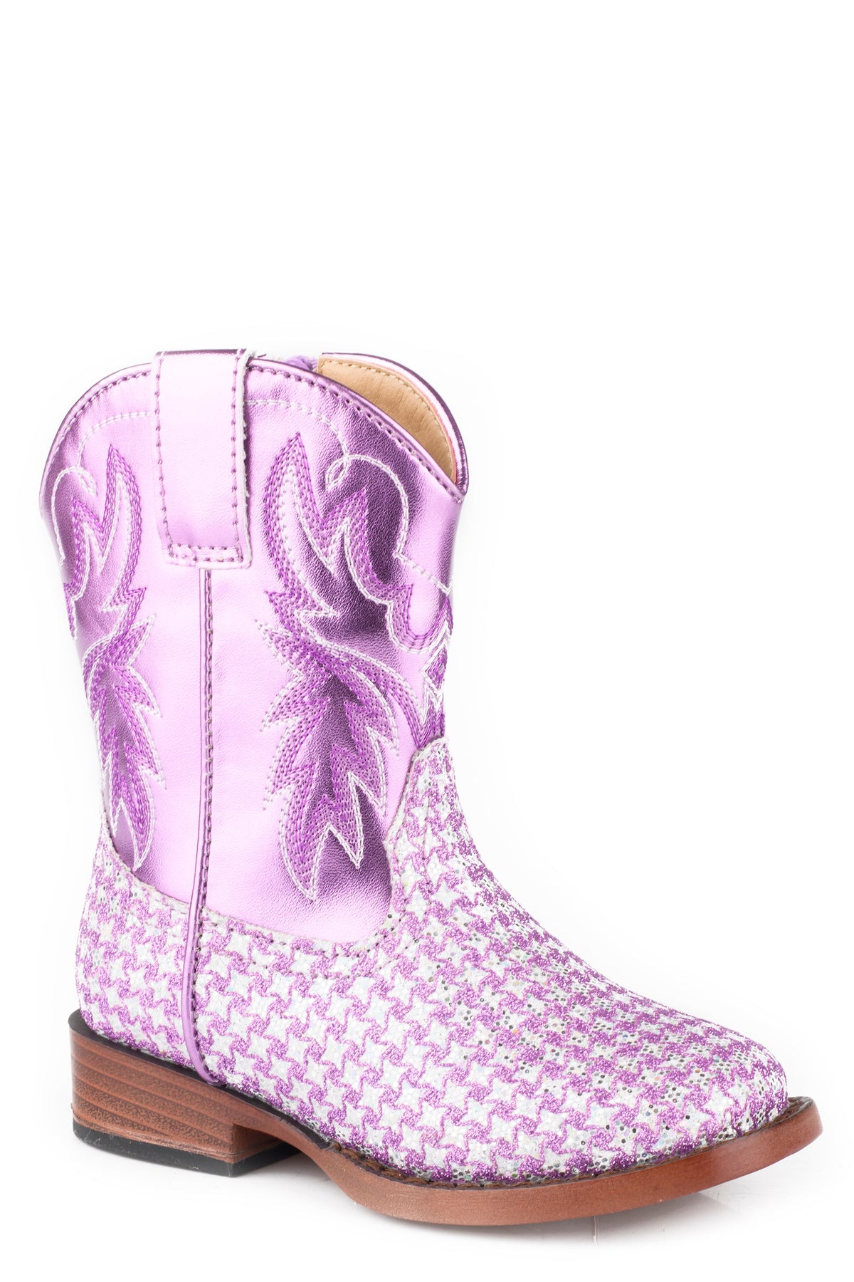 Toddlers Girls Lavender Checkered Glitter Vamp