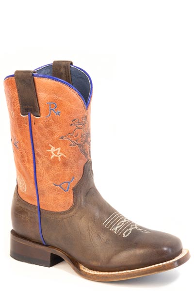 Boys Roper Burnish Tan Leather Vamp Brahma Brands Boots