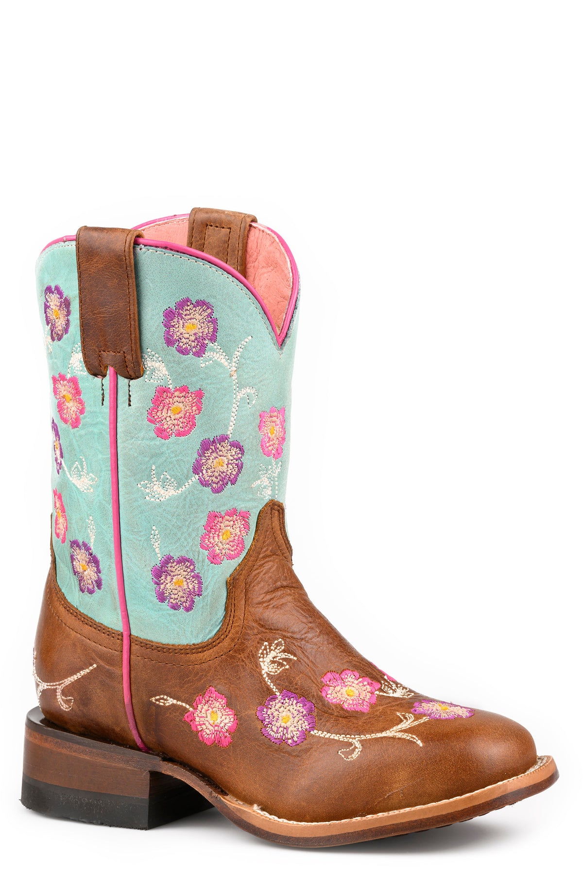 Little Kids Girls Roper Burnish Turquoise Leather Boots
