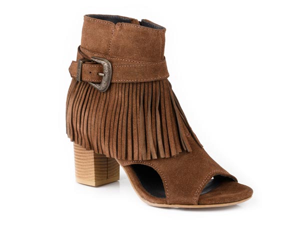 Womens Brown Cow Suede With Fringe