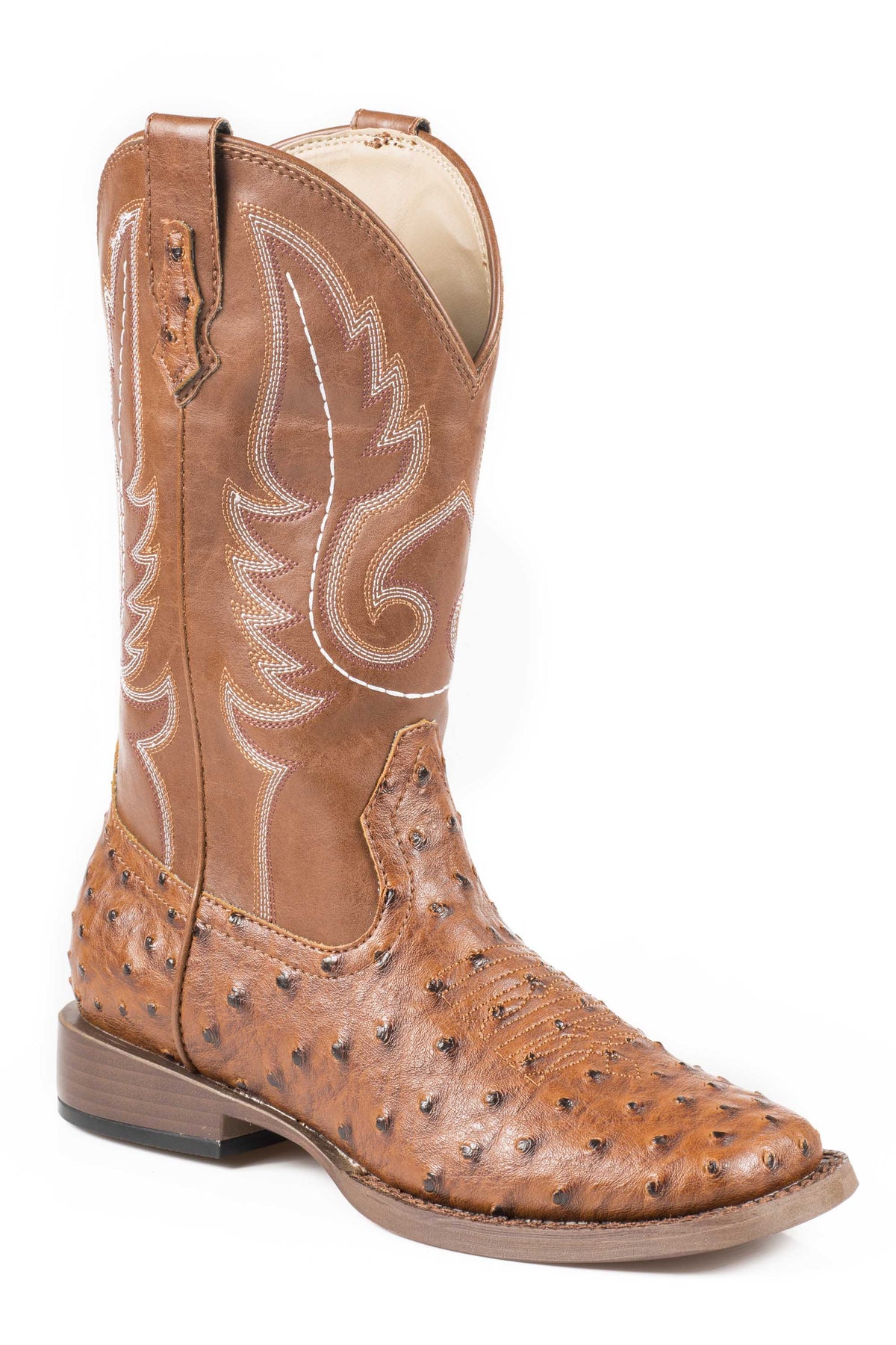 Big Boys Tan Faux Leather Ostrich Print