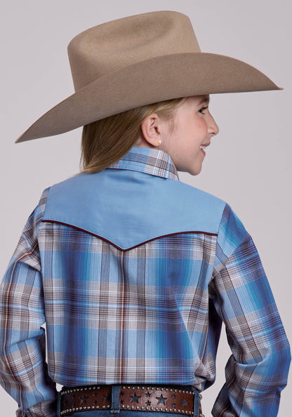 Girls Roper Madras Plaid Plaid Long Sleeve Snap Shirt