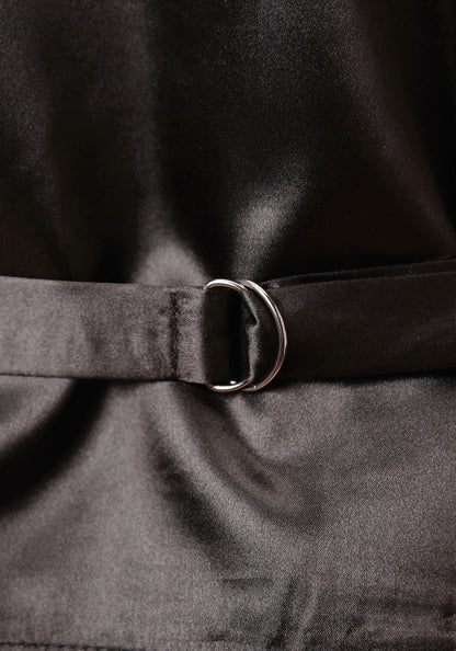 Mens Black Suede Leather Vest With Buckle Tie