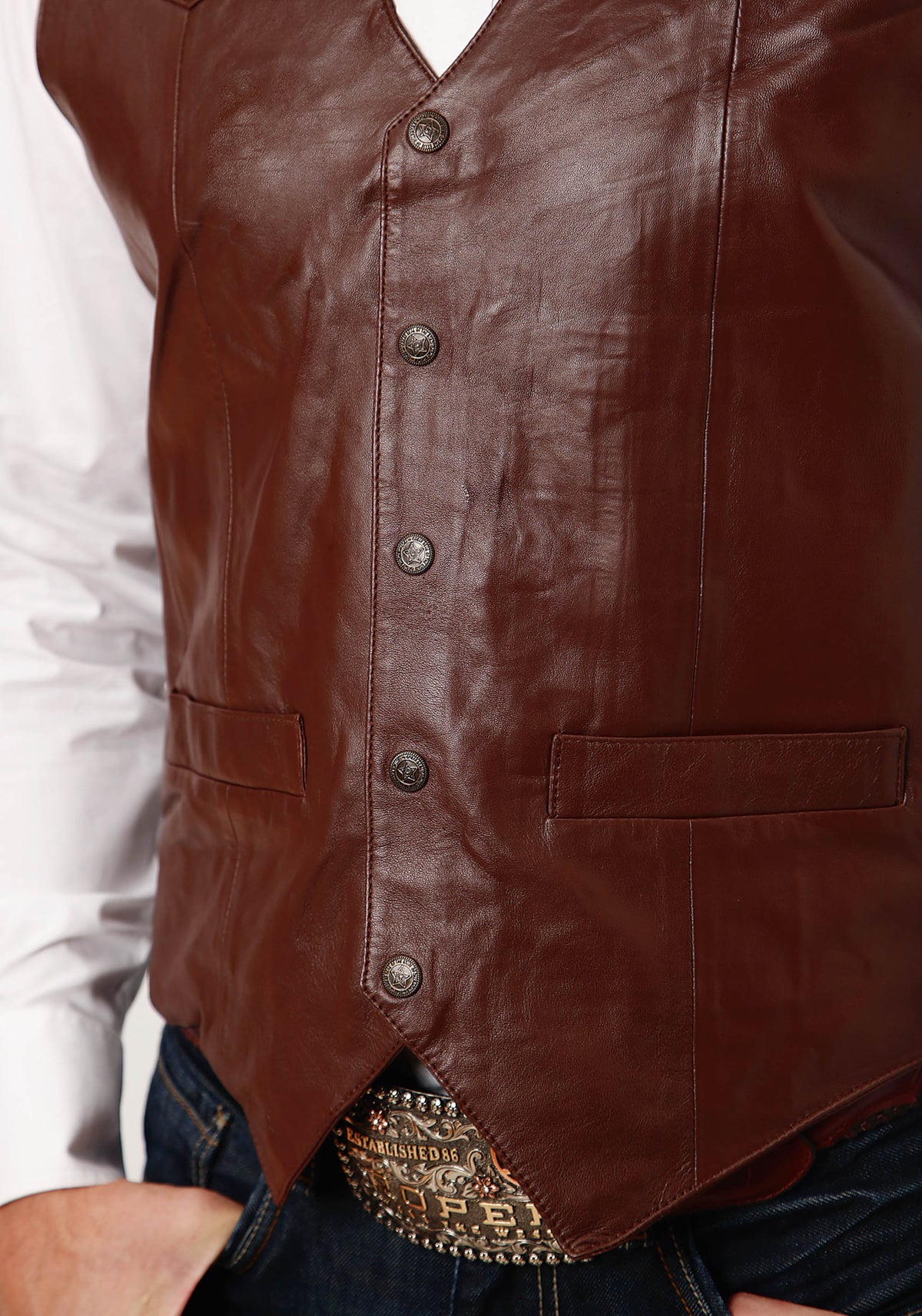 Mens Brown Lamb Nappa Leather Vest