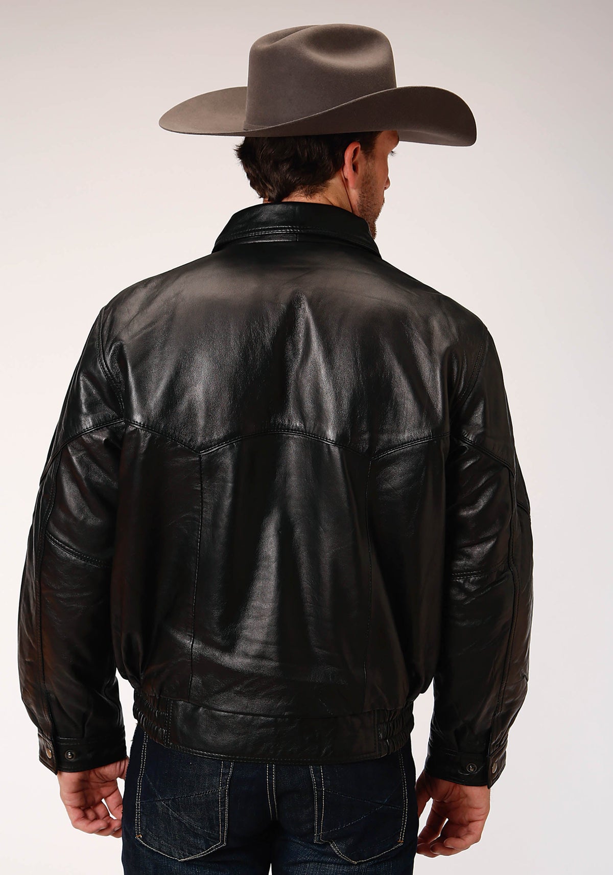 Mens Black Leatherbomber Jacket Big Mans Fit