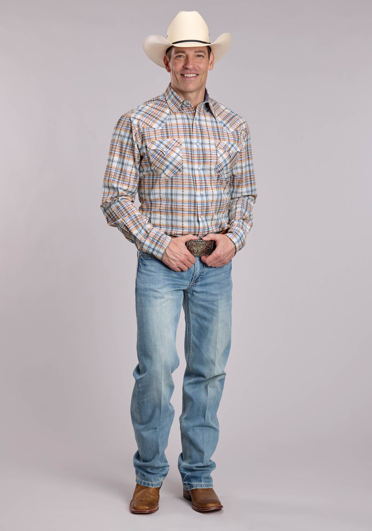 Mens Roper Serape Plaid Long Sleeve Snap Shirt