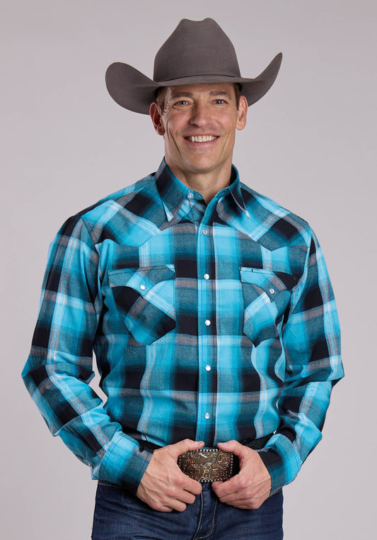 Mens Roper Triple Diamond Dobby Long Sleeve Snap Shirt
