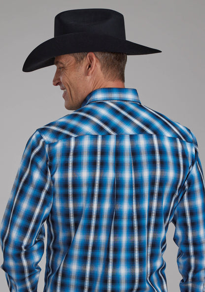 Mens Aztec Dobby Long Sleeve Snap Western Shirt