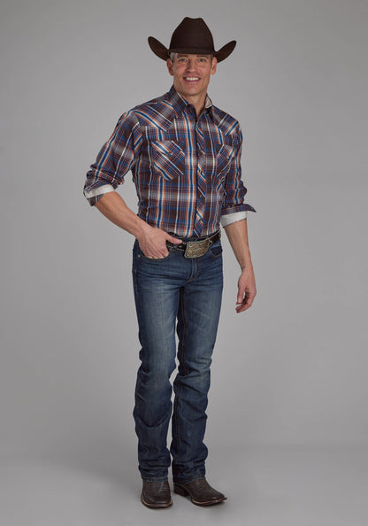 Mens Arrow Dobby Long Sleeve Snap Western Shirt