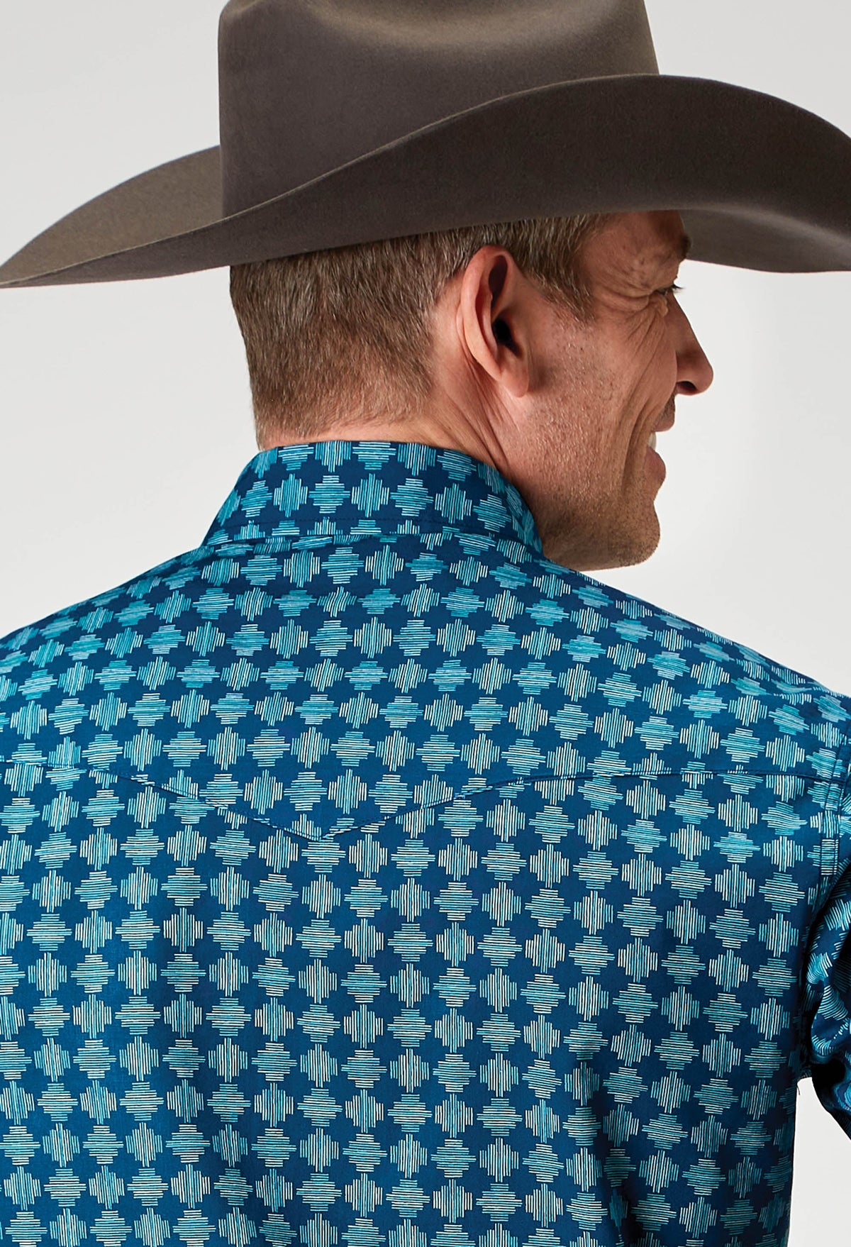 Mens Long Sleeve Snap Scribble Print Western Shirt