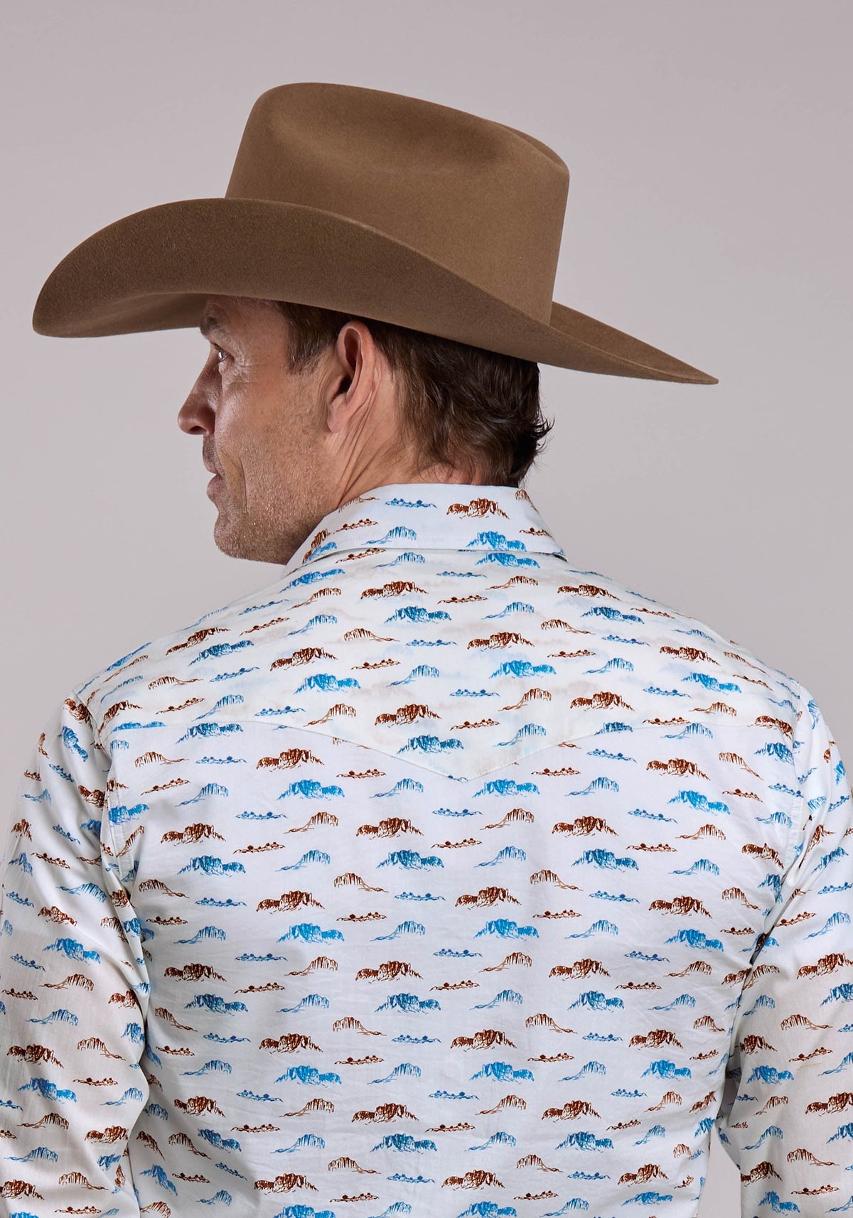 Mens Roper Mesas Print Long Sleeve Snap Shirt