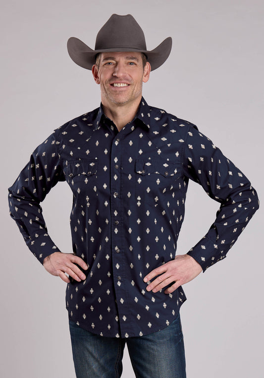 Mens Long Sleeve Snap Ombre Aztecs Western Shirt