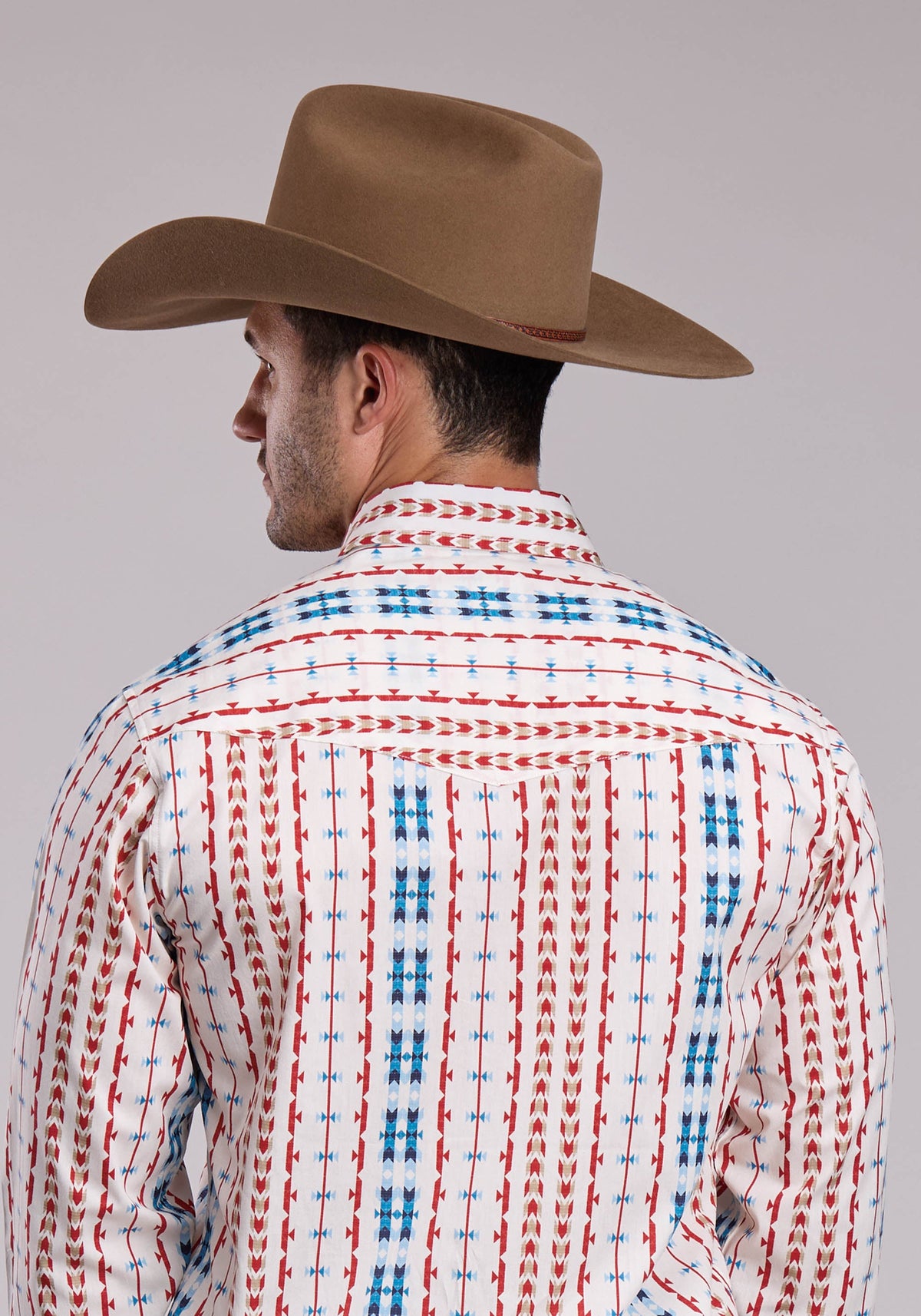 Mens Roper Vertical Aztec Long Sleeve Snap Shirt