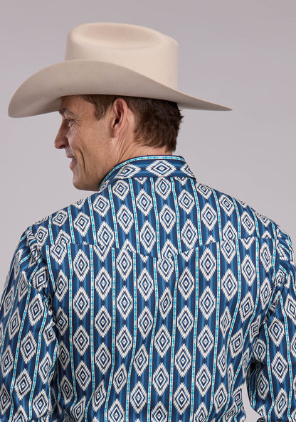 Mens Roper Vertical Serape Print Long Sleeve Snap Shirt