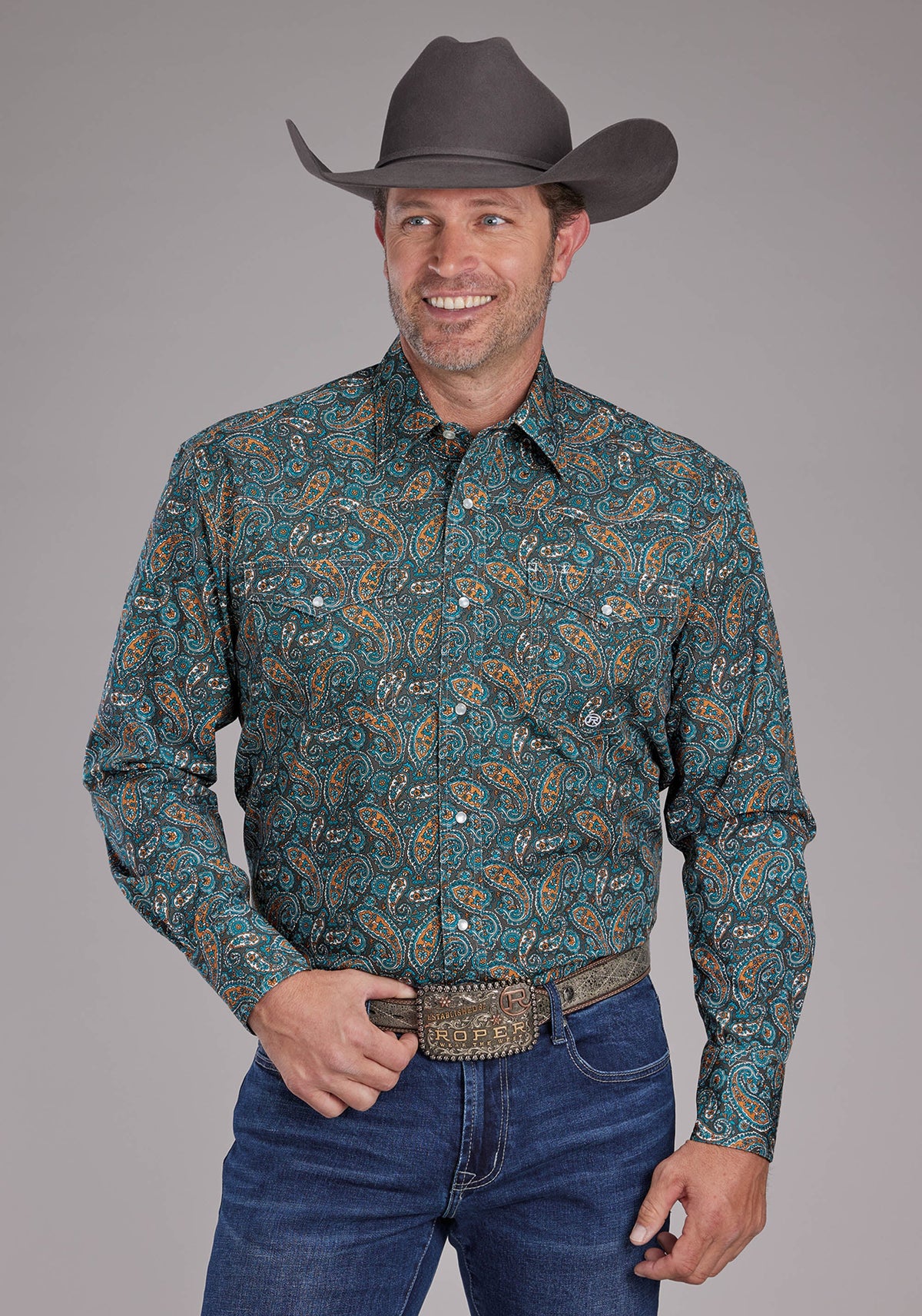 Mens Dusk Paisley Long Sleeve Snap Western Shirt