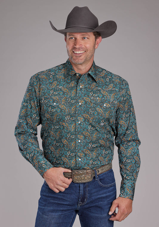 Mens Dusk Paisley Long Sleeve Snap Western Shirt