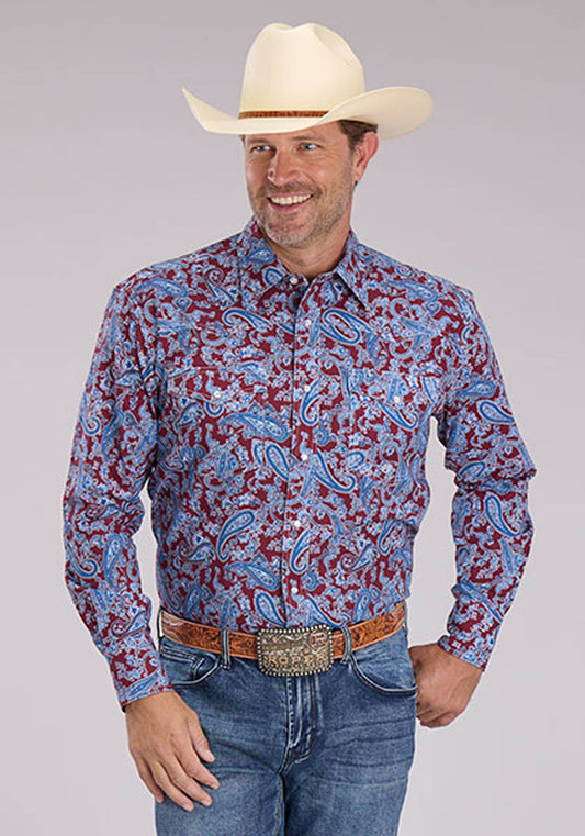 Mens Heritage Paisley Long Sleeve Snap Western Shirt