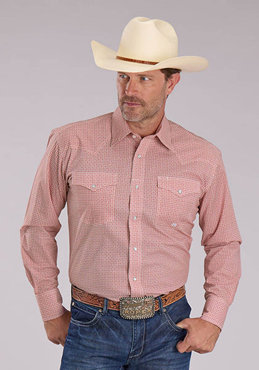 Mens Long Sleeve Snap Saltillo Foulard Western Shirt