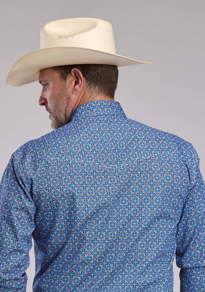 Mens Roper Sky Tile Foulard Long Sleeve Snap Shirt