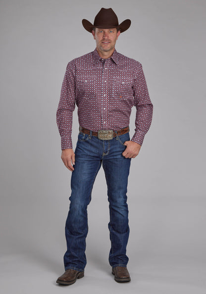 Mens Highway Foulard Long Sleeve Snap Western Shirt