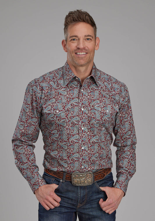 Mens Orchard Paisley Long Sleeve Snap Western Shirt