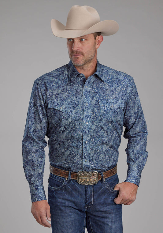 Mens River Paisley Long Sleeve Snap Western Shirt