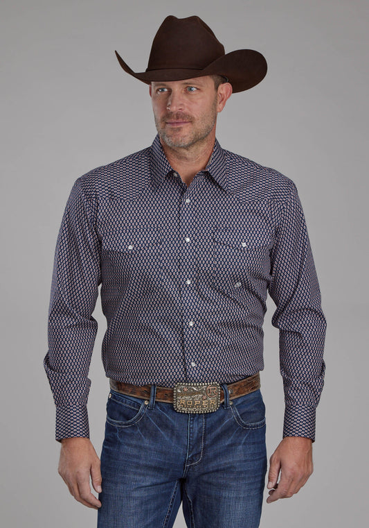 Mens Diamond Eye Geo Long Sleeve Snap Western Shirt
