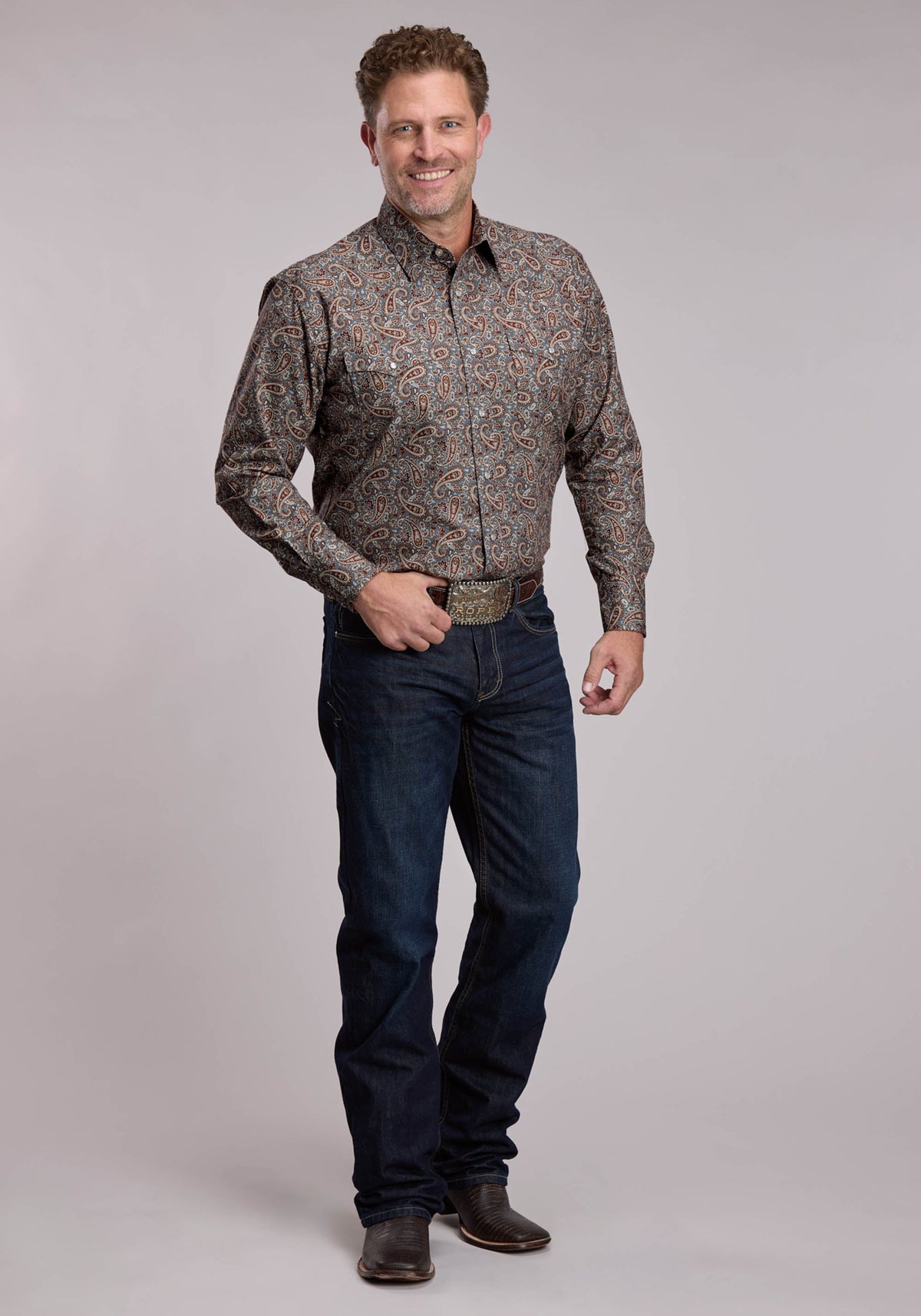Mens Roper Amarillo Paisley Western Snap Shirt