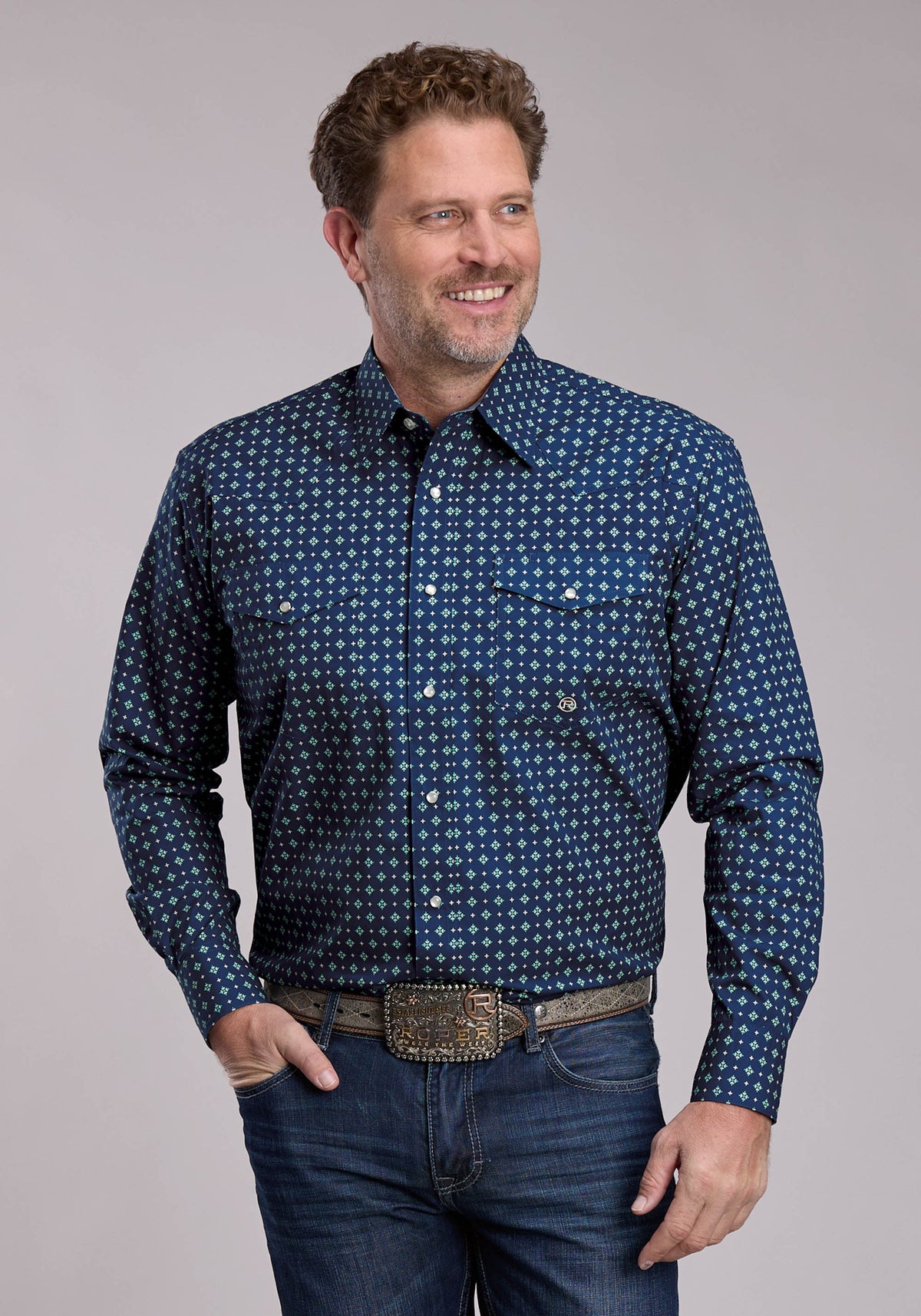 Mens Roper Night Sky Foulard Western Snap Shirt