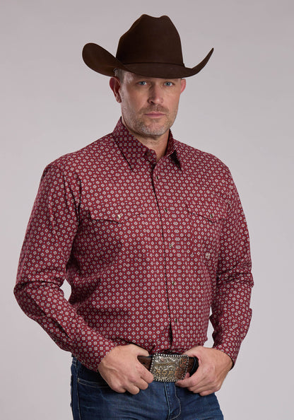 Mens Roper Red Maple Foulard Western Snap Shirt