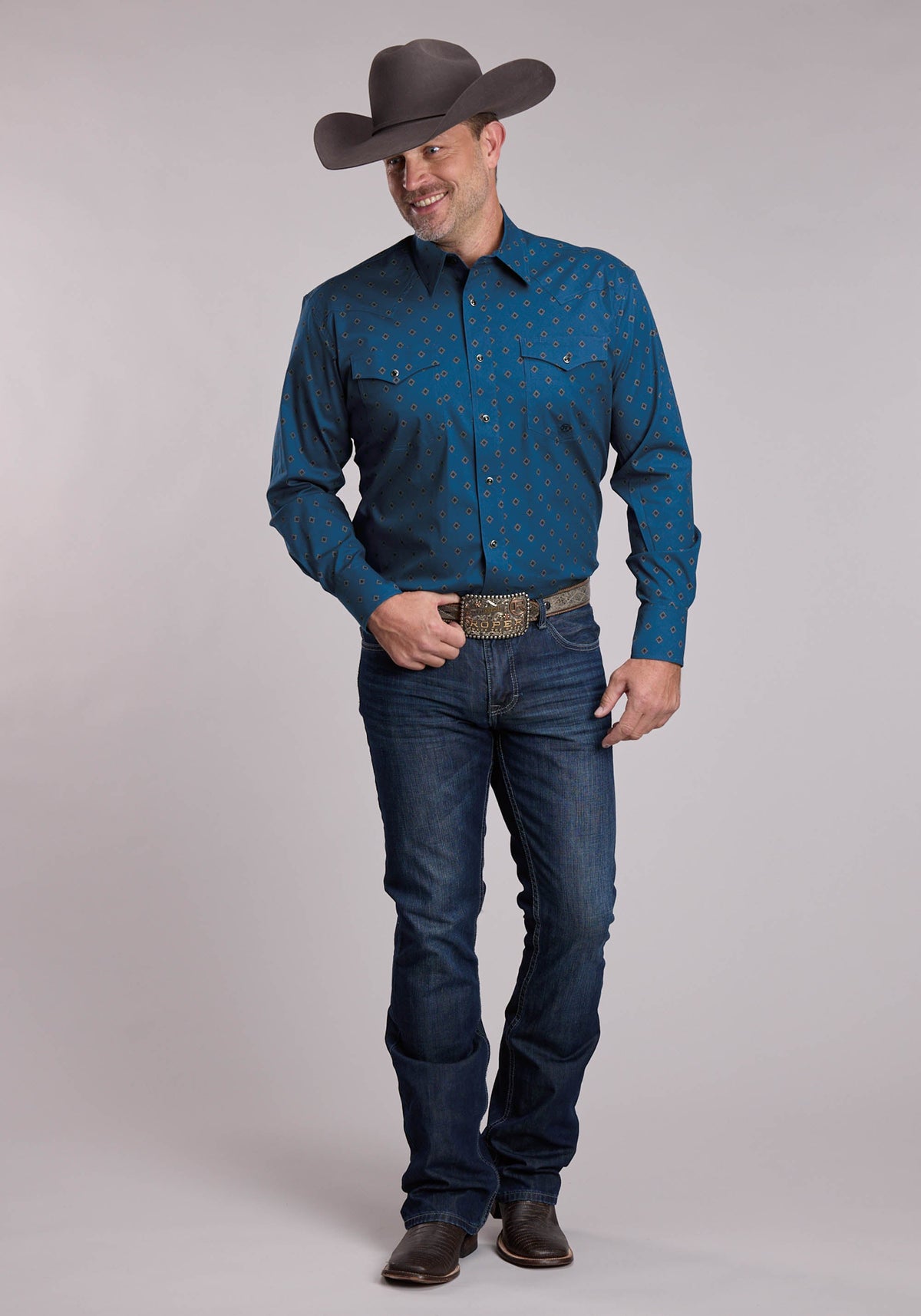 Mens Roper Stretch Western Snap Shirt
