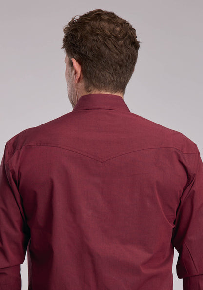 Mens Roper Solid Black Fill And Red Western Snap Shirt